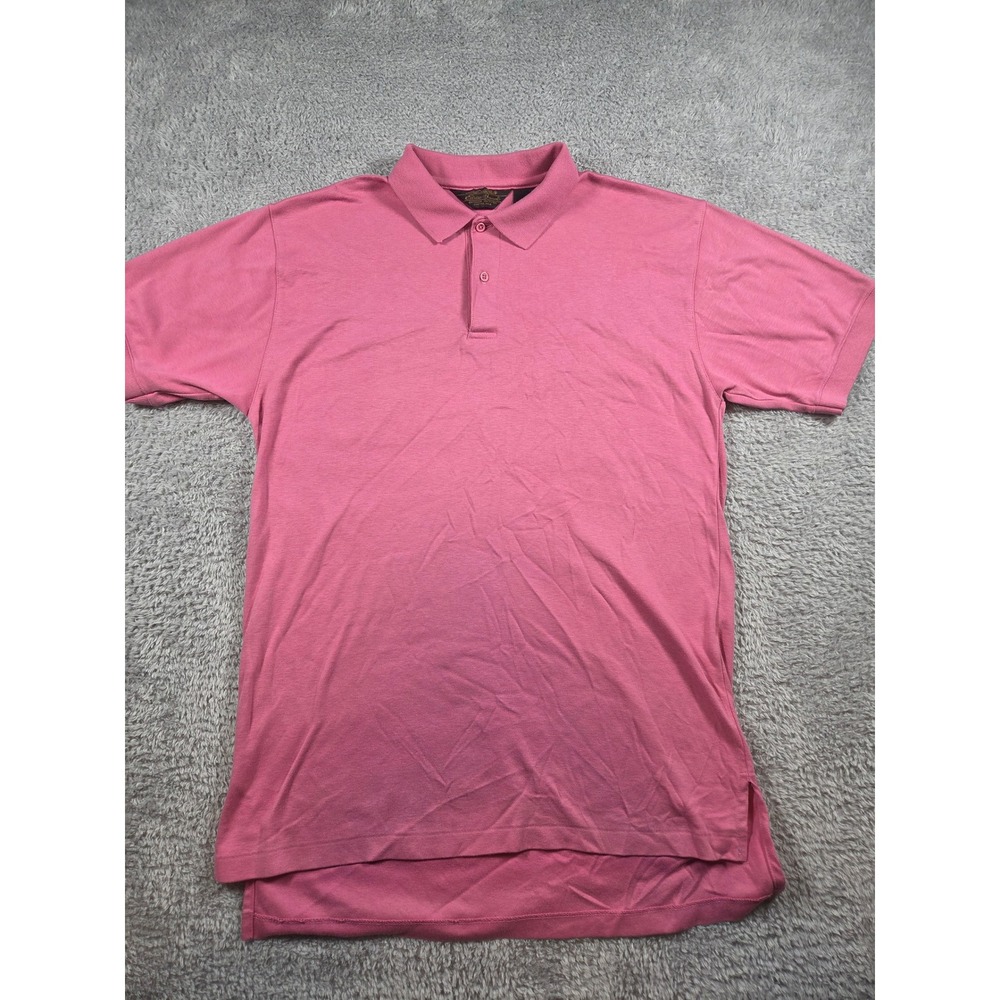 Eddie Bauer Polo Shirt Large Pink Mens Short Sleeve Cotton Made in USA 0637